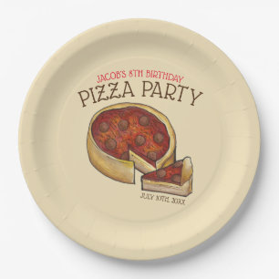 Assiettes En Carton Plat profond Pepperoni Pizza Pie fête d'anniversai