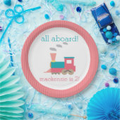 Assiettes En Carton Plat rose de fête d'anniversaire de train (Fête)