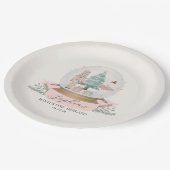 Assiettes En Carton plat rose hiver onderland (Angle)