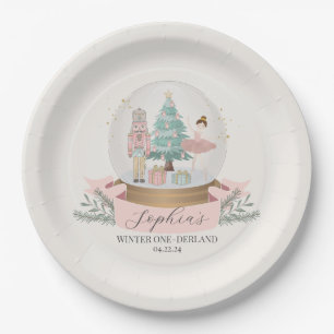 Assiettes En Carton plat rose hiver onderland