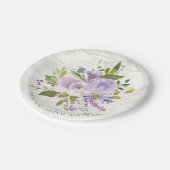 Assiettes En Carton Plate de bois rustique Lavande Fleurs Douche 7" (Angle)