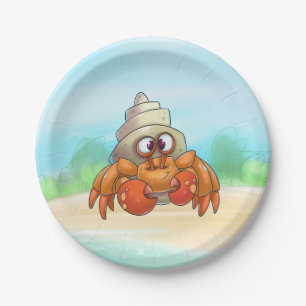 Assiettes En Carton Plate de crabe d'Hermite Cartoon