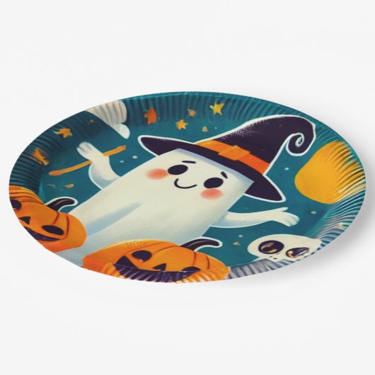 Assiettes En Carton Plate de fête d'Halloween sorcière - Dessin (Angle)