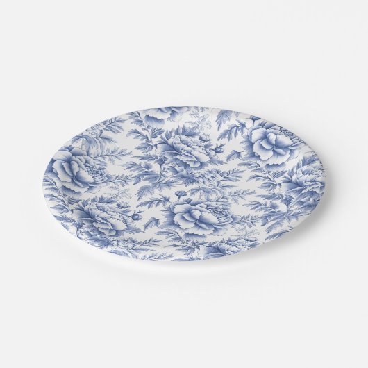 Assiettes En Carton Plate de papier Baptême de toile bleue (Angle)