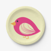 Assiettes En Carton Plate de papier coloré d'oiseaux curieux (Devant)