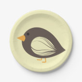 Assiettes En Carton Plate de papier coloré d'oiseaux curieux (Devant)