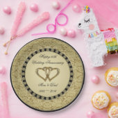 Assiettes En Carton Plate de papier d'anniversaire Mariage doré (Fête)