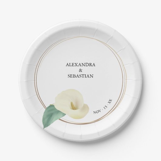 Assiettes En Carton Plate de papier Mariage Calla Lily (Devant)
