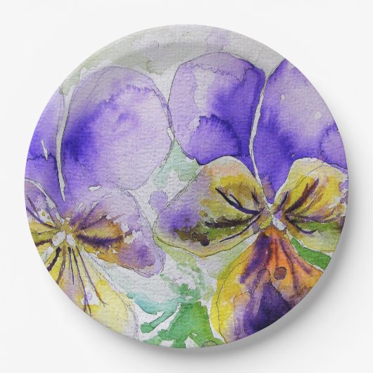 Assiettes En Carton Plate de papier Motif de fleurs violettes de viola (Devant)