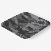 Assiettes En Carton Plate de papier Motif noir et Turquoise de camoufl (Angulaire)