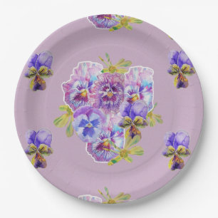 Assiettes En Carton Plate de papier Motif violet lilas Fleurs