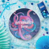 Assiettes En Carton Plate de papier octopus rose étoiles (Fête)