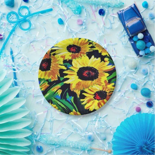Assiettes En Carton Plate de papier personnalisée de tournesol peint (Fête)