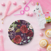 Assiettes En Carton Plate de papier rond 7" Plum violet Roses Gold Geo (Fête)