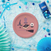 Assiettes En Carton Plate de papier Whimsical peachy rose sorcière thé (Fête)