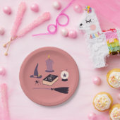 Assiettes En Carton Plate de papier Whimsical peachy rose sorcière thé (Fête)