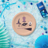 Assiettes En Carton Plate de papier Whimsical peachy rose sorcière thé (Fête)