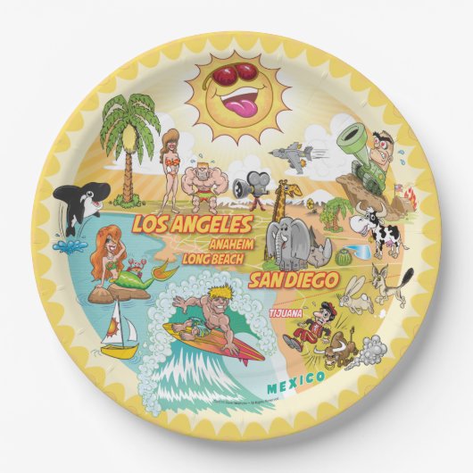 Assiettes En Carton Plate de plage Sunny California (Devant)