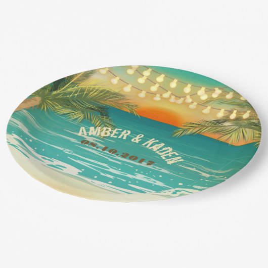 Assiettes En Carton Plate-forme Mariage de plage (Angle)