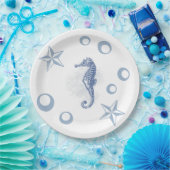 Assiettes En Carton Plate-forme papier rond 9" Sehorse Ocean Beach Wat (Fête)