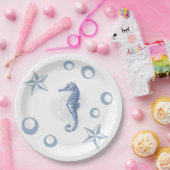 Assiettes En Carton Plate-forme papier rond 9" Sehorse Ocean Beach Wat (Fête)