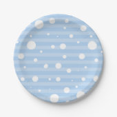 Assiettes En Carton Plate-forme Polka pour neige et rayures bleues (Devant)