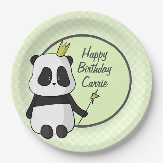 Assiettes En Carton Plate Papier Panda d'anniversaire mignonne (Devant)