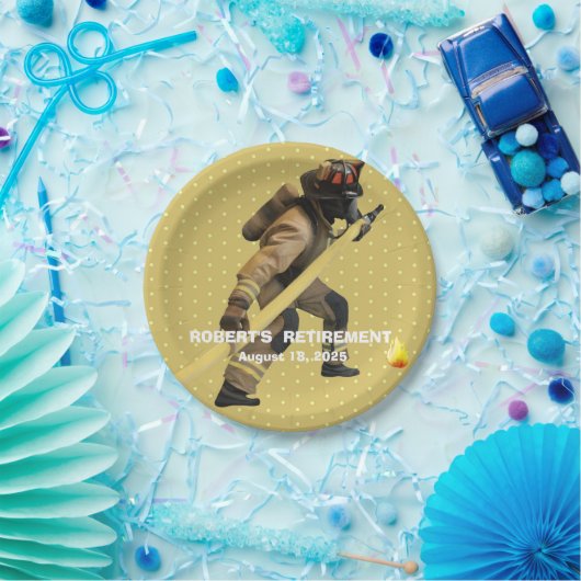 Assiettes En Carton Plate papier pour pompier en or amusant (Fête)