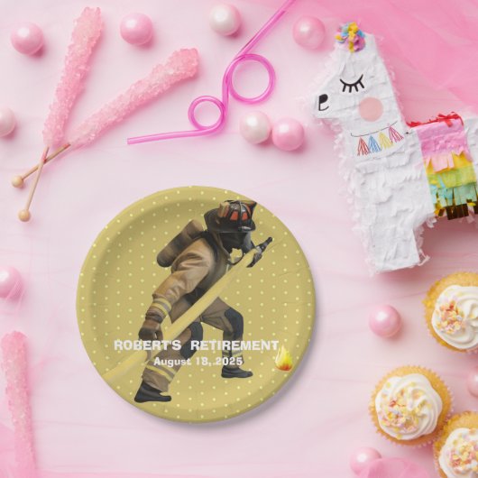 Assiettes En Carton Plate papier pour pompier en or amusant (Fête)