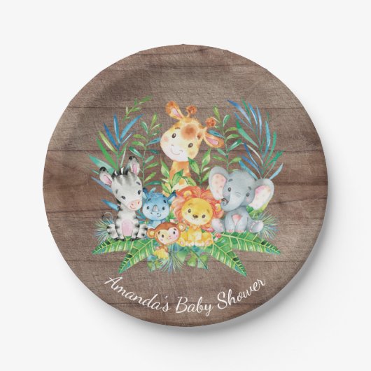 Assiettes En Carton Plate Safari Jungle Baby shower 7" (Devant)