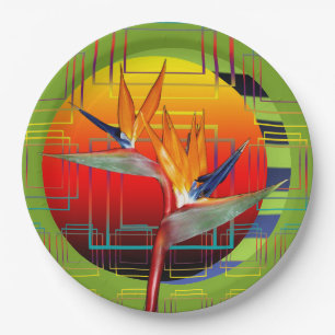 Assiettes En Carton Plate Tropical Garden Party Bird of Paradise Plant