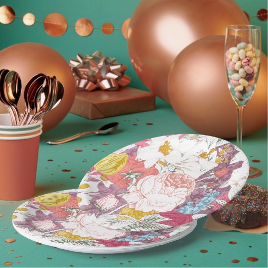 Assiettes En Carton plate with flowering (Multi)