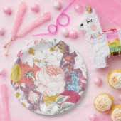 Assiettes En Carton plate with flowering (Fête)