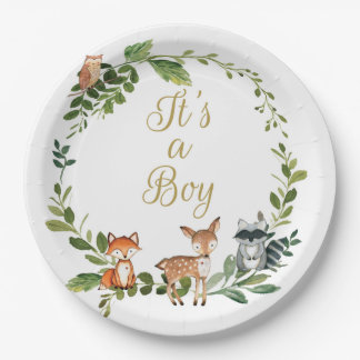 Assiettes En Carton Plate Woodland baby shower, woodland animals baby
