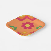 Assiettes En Carton Plates arc-en-ciel fleuries rétro Disco Party 1970 (Angulaire)