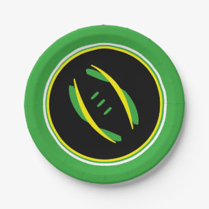Assiettes En Carton Plates de 7 po pour football artistique vert/jaune
