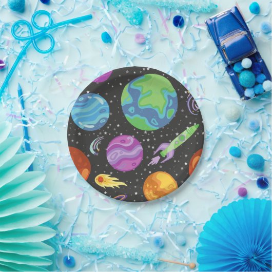 Assiettes En Carton Plates de papier Space Party Galaxy Anniversaire T (Fête)