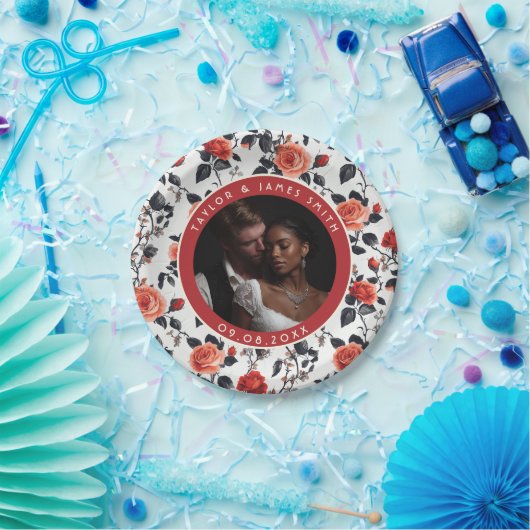 Assiettes En Carton Plates De Verdure Roses Pour Mariage Simple (Fête)