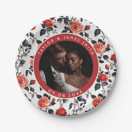 Assiettes En Carton Plates De Verdure Roses Pour Mariage Simple (Devant)