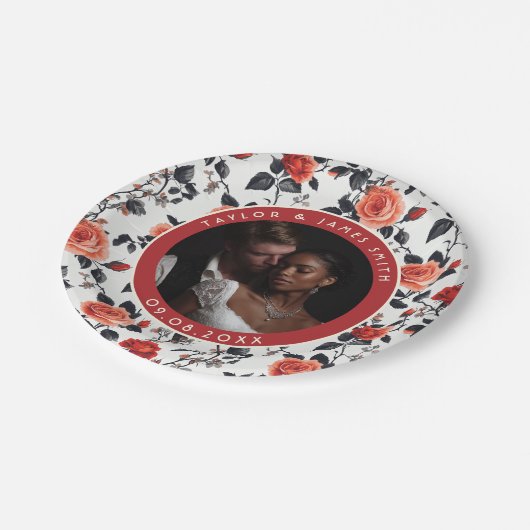 Assiettes En Carton Plates De Verdure Roses Pour Mariage Simple (Angle)