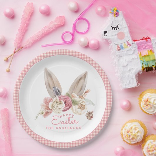 Assiettes En Carton Plates en papier de Pâques de lapin de fleurs (Fête)
