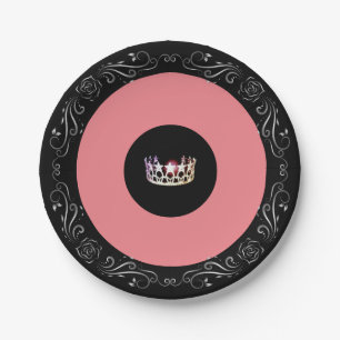 Assiettes En Carton Plates en papier style Miss USA Black Coral 7"