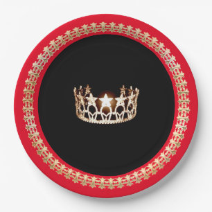 Assiettes En Carton Plates en papier style Miss USA Bright Red 9"