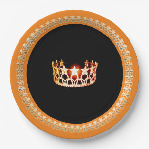 Assiettes En Carton Plates en papier style Miss USA Orange 9"