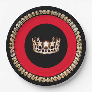 Assiettes En Carton Plates en papier style Miss USA Red 9"
