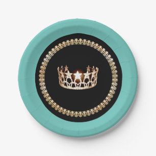 Assiettes En Carton Plates en papier style Miss USA Turquoise 7"