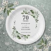 Assiettes En Carton Platine moderne 70e anniversaire Mariage verdure
