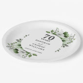 Assiettes En Carton Platine moderne 70e anniversaire Mariage verdure (Angle)