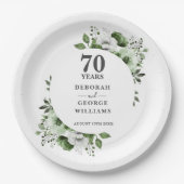Assiettes En Carton Platine moderne 70e anniversaire Mariage verdure (Devant)