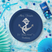 Assiettes En Carton Plats bleus et argentés nautiques faits sur (Fête)